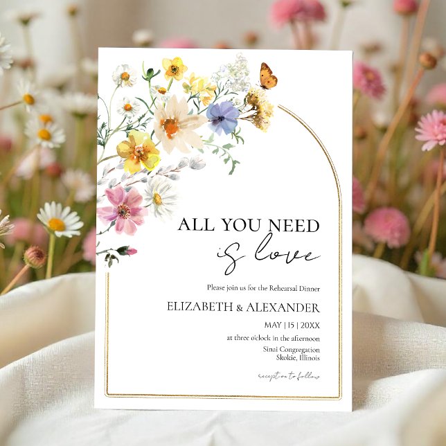 All you need is Love | Boho Rehearsal Dinner Invitation (Creator Uploaded)