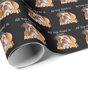 All You Need is Love & Bulldog Dog Cute Gift Idea Wrapping Paper