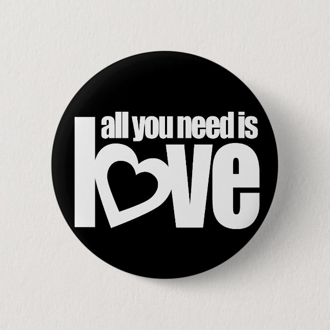 "all you need is love" button badge in red / white (Front)