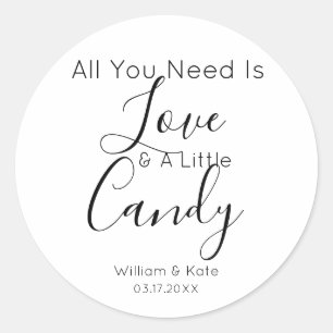 All You Need Is Love Candy Modern Wedding Favour Classic Round Sticker