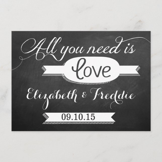 All You Need Is Love Chalkboard Wedding Collection Enclosure Card (Front)