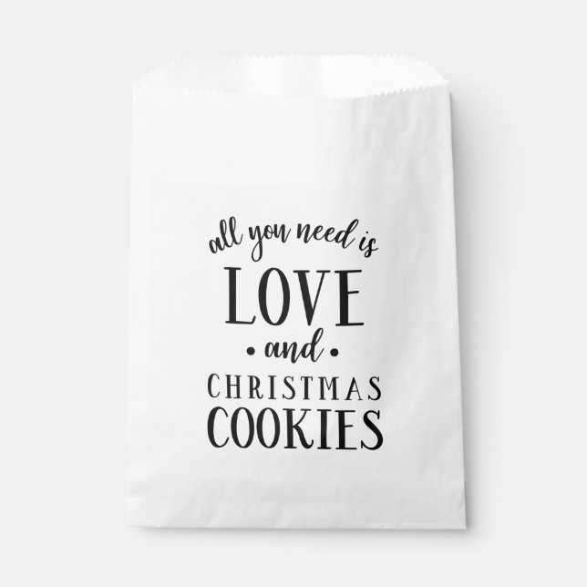 ALL YOU NEED IS LOVE & Christmas Cookies Script Favour Bags (Front)