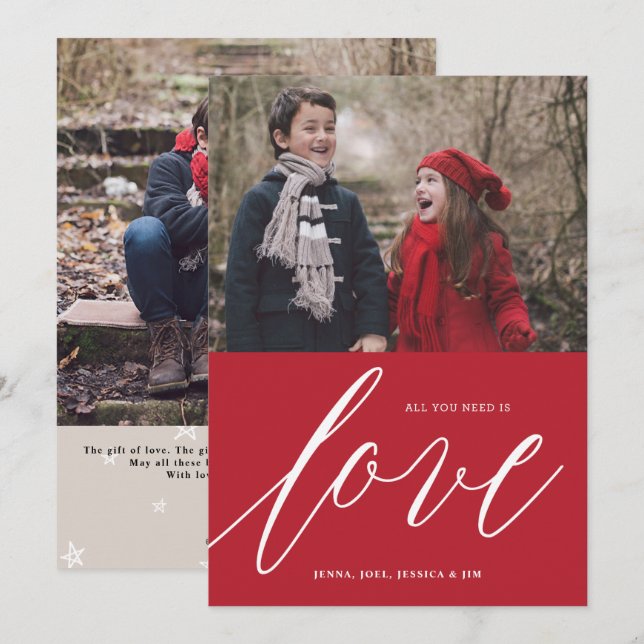 All you need is LOVE Christmas Holiday Photo Card (Front/Back)