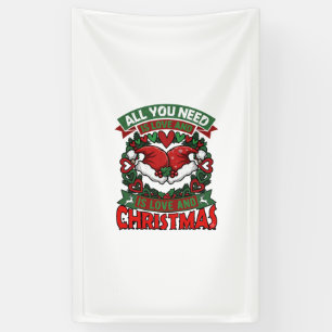 All You Need Is Love Christmas Santa Hats Hearts W Banner