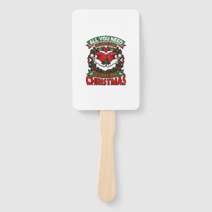 All You Need Is Love Christmas Santa Hats Hearts W Hand Fan