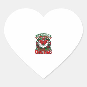 All You Need Is Love Christmas Santa Hats Hearts W Heart Sticker