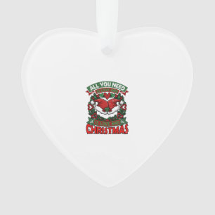 All You Need Is Love Christmas Santa Hats Hearts W Ornament