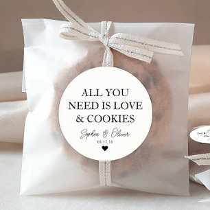 ALL YOU NEED IS LOVE COOKIES Heart Wedding Favour Classic Round Sticker