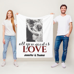 All you need is Love Cute Couple Wedding Photo Fle Fleece Blanket