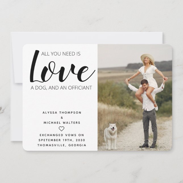 All You Need Is Love Dog Elopement Announcement (Front)