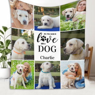 All You Need Is Love Dog Personalised 8 Pet Photo Fleece Blanket