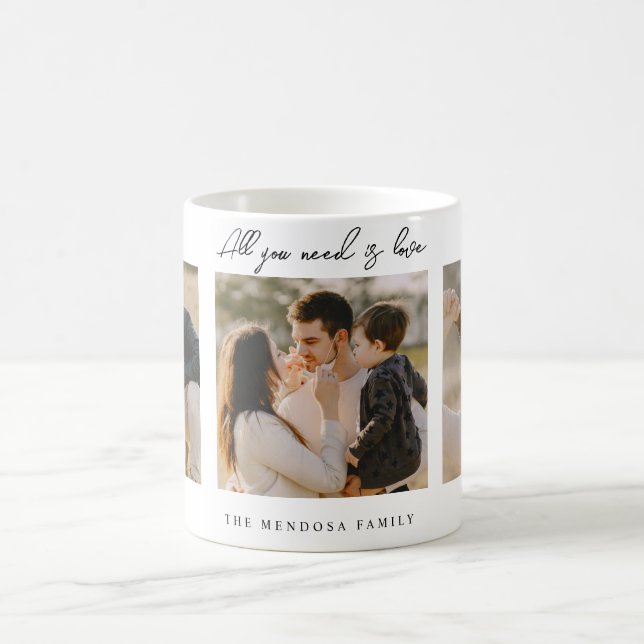 All You Need Is Love Family Collage Photo Coffee Mug (Center)