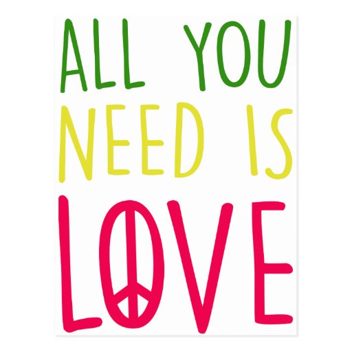 Image of All You Need Is Love Fun Rasta Peace Sign Graphic Postcard