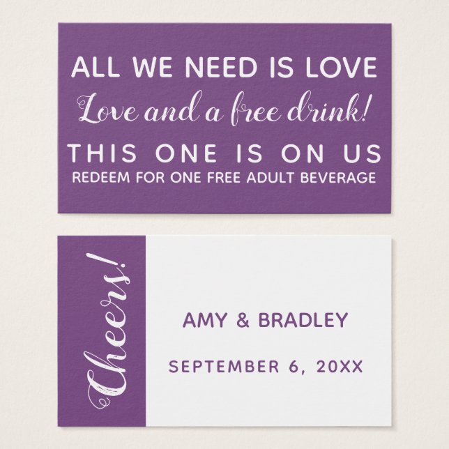 All You Need is Love, Funny Drink Tickets, Purple (Front & Back)
