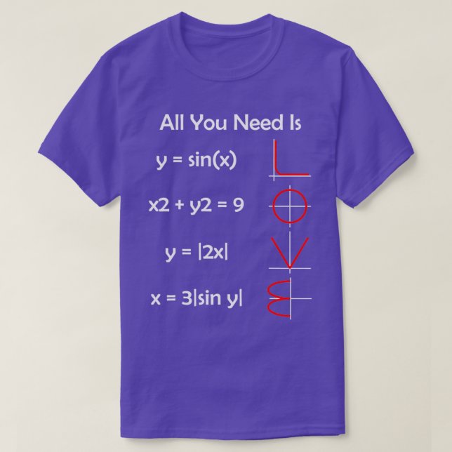 All You Need Is LOVE Funny Math  T-Shirt (Design Front)