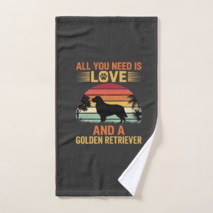 All You Need Is Love Golden Retriever Hand Towel
