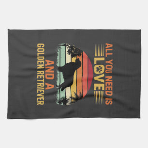 All You Need Is Love Golden Retriever Tea Towel