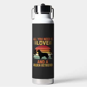All You Need Is Love Golden Retriever Water Bottle