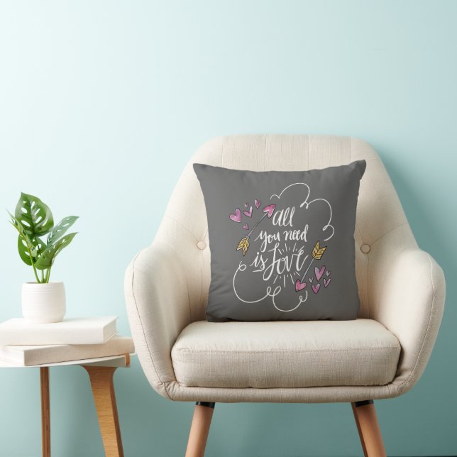 All You Need Is Love Hearts Arrows Valentines Cushion (Chair)