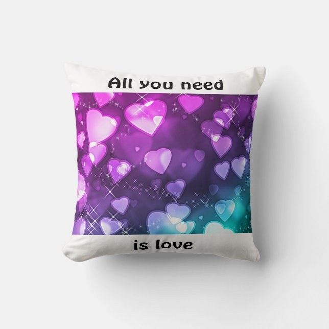 All You Need Is Love Hearts Throw Pillow (Front)