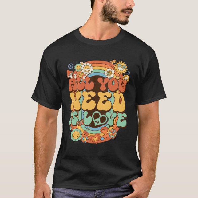 All You Need Is Love Hippie Costume Daisy Groovy R T-Shirt (Front)