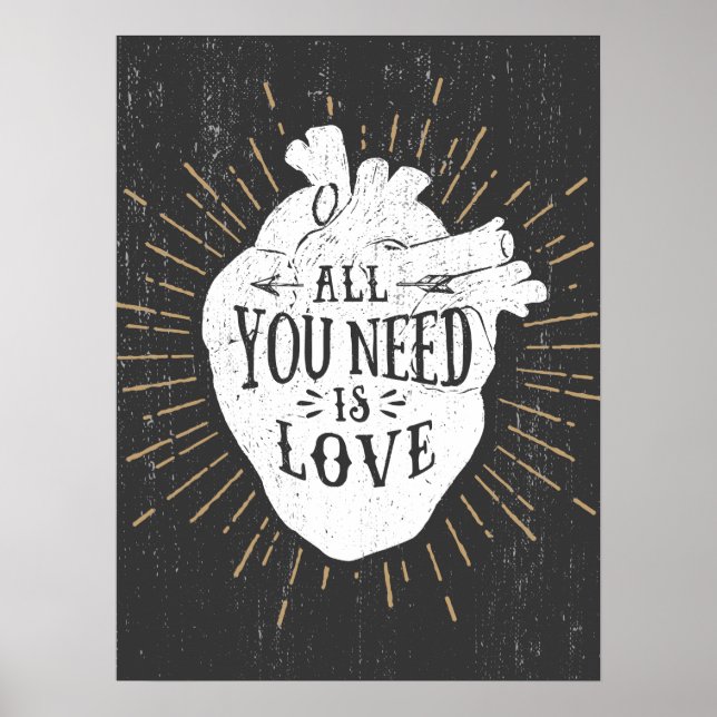 All You Need is Love Hipster Heart Poster (Front)