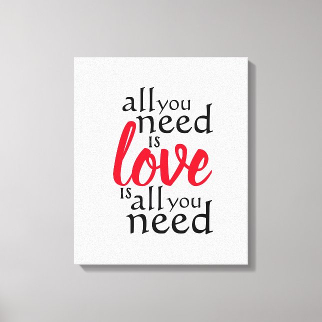 All You Need is Love Is All You Need Quote Canvas Print (Front)