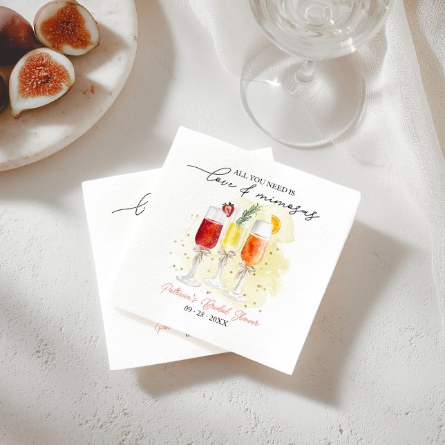 All You Need Is Love & Mimosas Bridal Shower Napkin (Creator Uploaded)