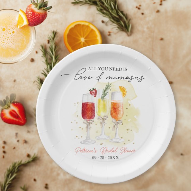 All You Need Is Love & Mimosas Bridal Shower Paper Plate (Creator Uploaded)