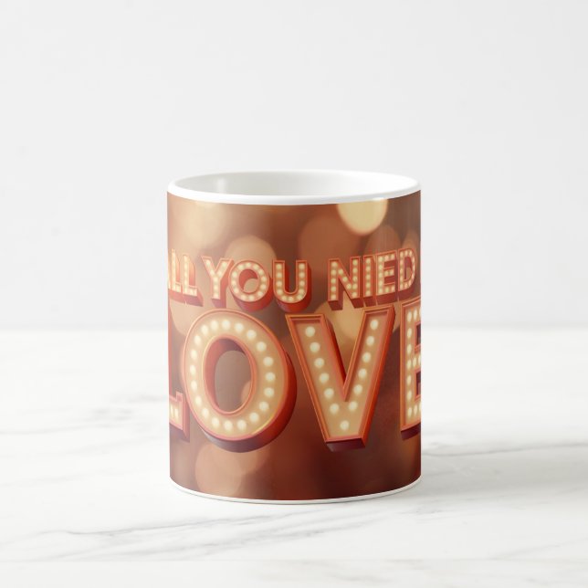 All You Need Is Love Mug | Retro Light Sign Valent (Center)