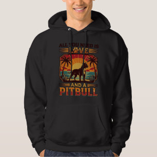 All You Need Is Love Pitbull Dog Sunset Palm Trees Hoodie