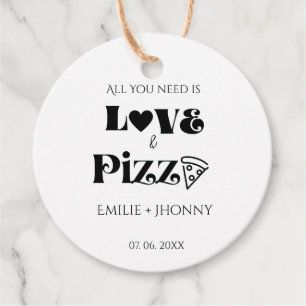 All you need is love & pizza bridal shower favour tags