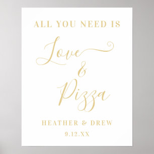 All You Need Is Love & Pizza Custom Couple Bridal  Poster