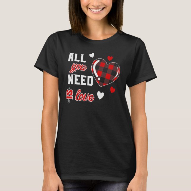 All You Need is Love Plaid Heart Valentine Day Boy T-Shirt (Front)