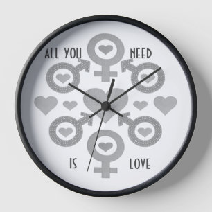 All You Need is Love Quote Acrylic Wall Clock