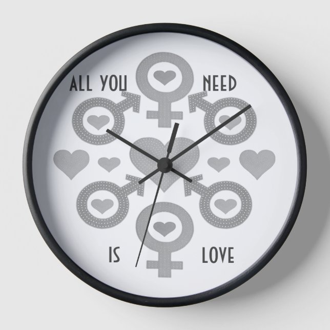 All You Need is Love Quote Acrylic Wall Clock (Front)