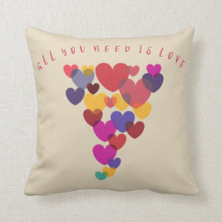 All You Need is Love Quote Floating Hearts Cushion