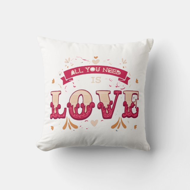 All You Need Is Love Retro Floral Design Cushion (Front)