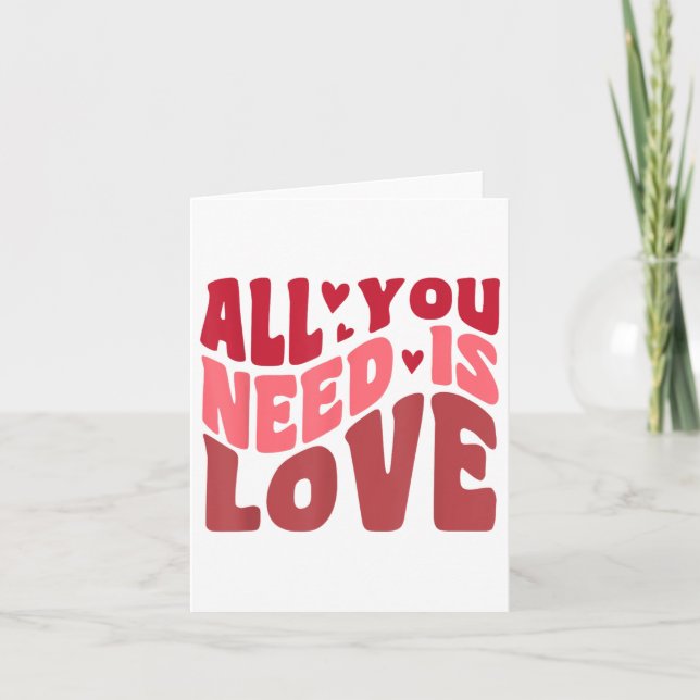All You Need Is Love Retro Style Valentines Day  Card (Front)