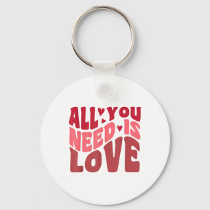All You Need Is Love Retro Style Valentines Day Key Ring