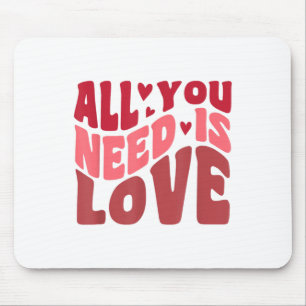 All You Need Is Love Retro Style Valentines Day Mouse Mat