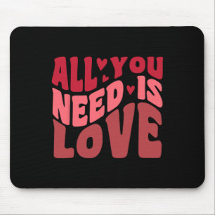All You Need Is Love Retro Style Valentine's Day Mouse Mat