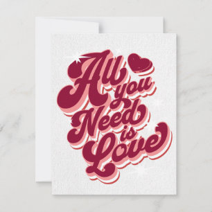 All You Need is Love - Retro Valentines Day Holiday Card