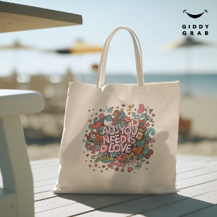 All you need is love Retro Vintage Typography Tote Bag