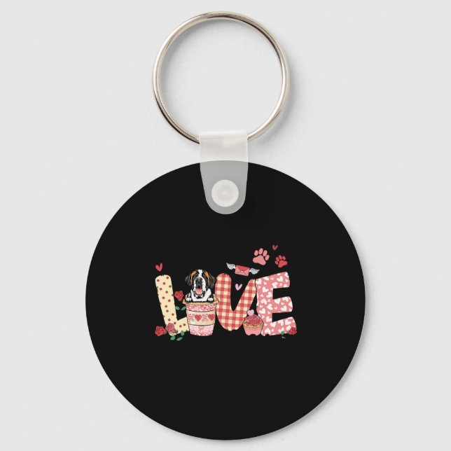 All You Need Is Love Saint Bernard And Coffee Vale Key Ring (Front)