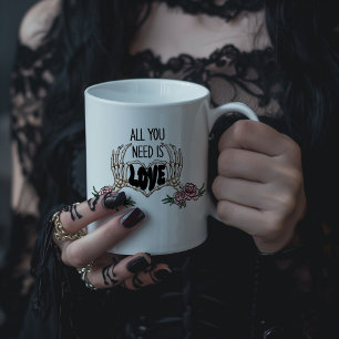 All You Need is Love Skeleton Hands Large Coffee Mug
