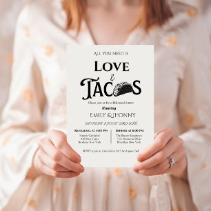 All you need is love & Tacos Rehearsal dinner Announcement