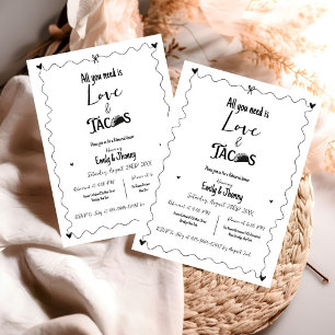 All you need is love & Tacos Rehearsal Hand drawn Announcement