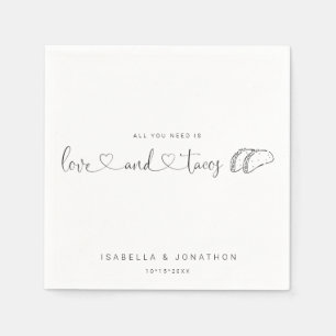 "All You Need is Love & Tacos" Wedding Napkin