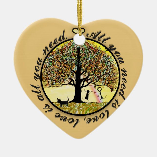 All you need is love tree of life ceramic tree decoration (Front)